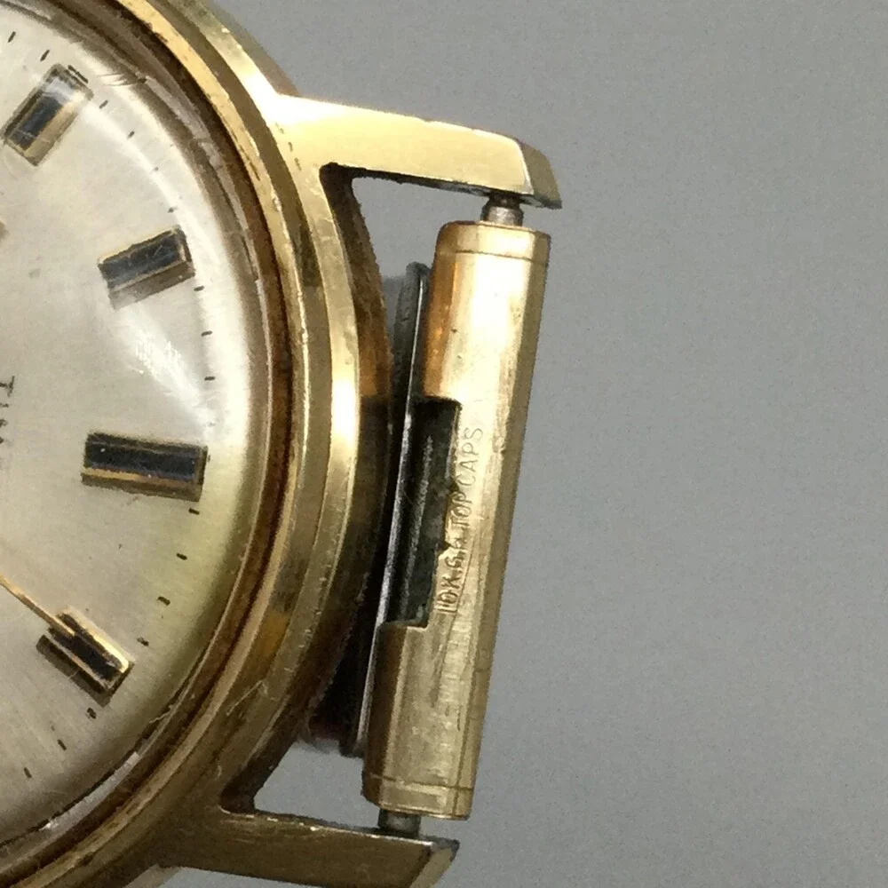 Vintage Timex Electric Mens Watch 34mm Gold Tone Band NOT RUNNING FOR PARTS